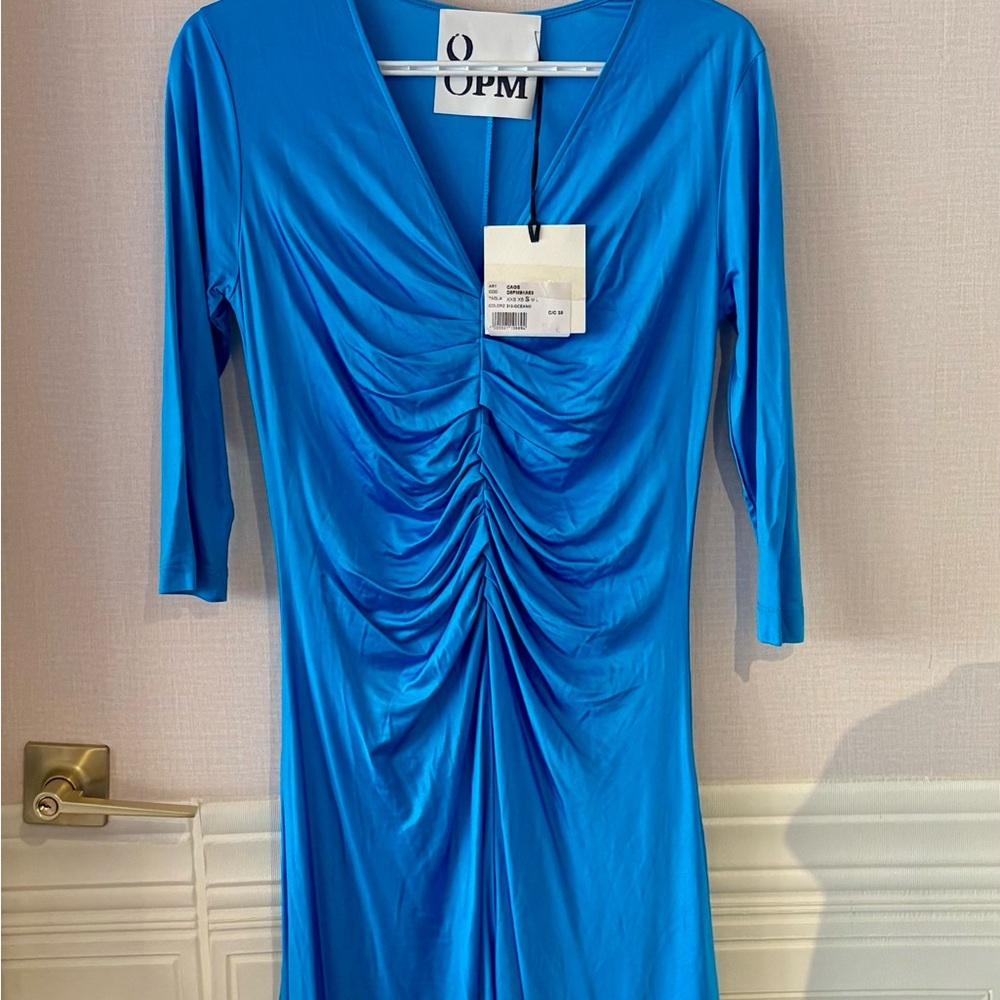 Cage Ocean Blue Ruched Dress
